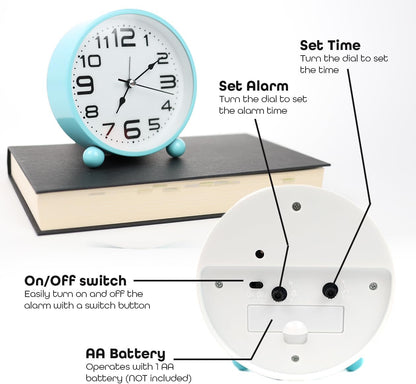 Non-Ticking Table Clock With Large Display Battery Powered For Heavy Sleepers