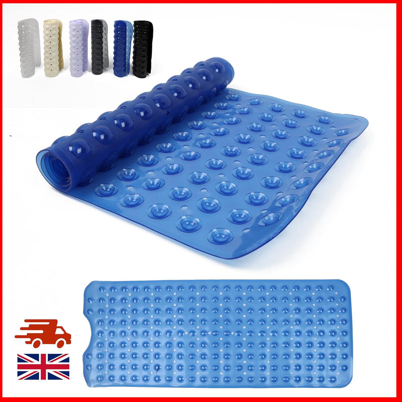 100 x 40 cm Shower Bath Mat Non Slip Anti Mould & Mildew With Strong Suction Cups Grip And Drain Holes