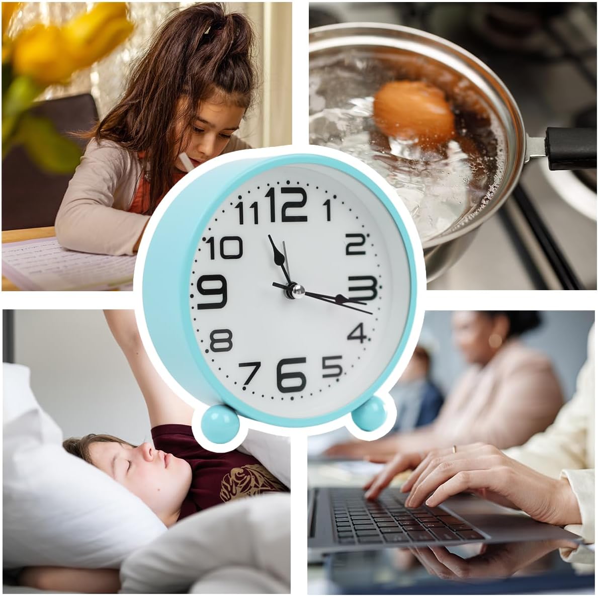 Non-Ticking Table Clock With Large Display Battery Powered For Heavy Sleepers