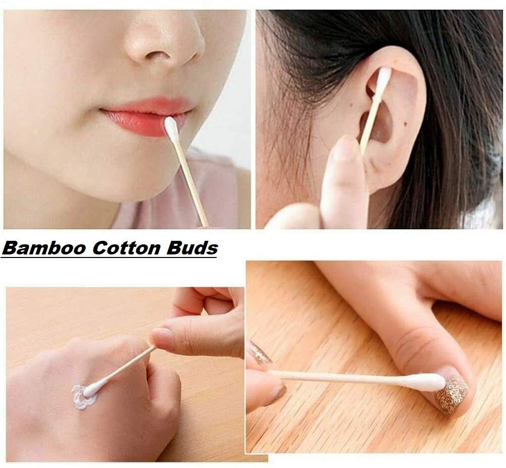 Bamboo Cotton Buds Wood Natural Biodegradable Eco Friendly Swabs Ear Buds