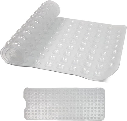 100 x 40 cm Shower Bath Mat Non Slip Anti Mould & Mildew With Strong Suction Cups Grip And Drain Holes