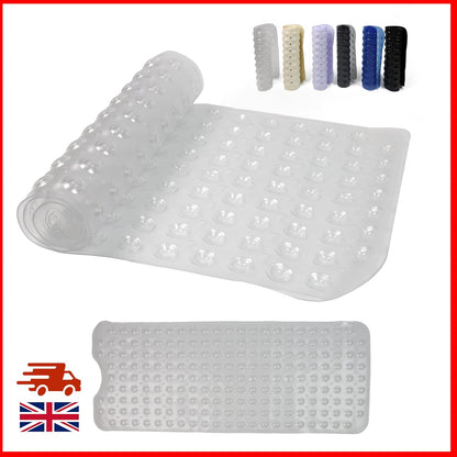 100 x 40 cm Shower Bath Mat Non Slip Anti Mould & Mildew With Strong Suction Cups Grip And Drain Holes