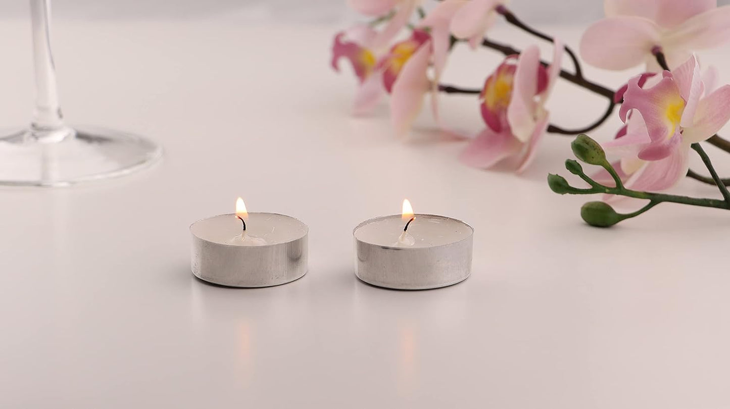 DIVCHI Tea Light Candles - White Unscented Wax 8 Hours Burn Time Ideal for Wedding Birthday Party Home Decoration Wax Burners