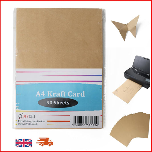 A4 Kraft Paper Card Brown 50 Sheets Papers for Small Gifts Wrapping Art work