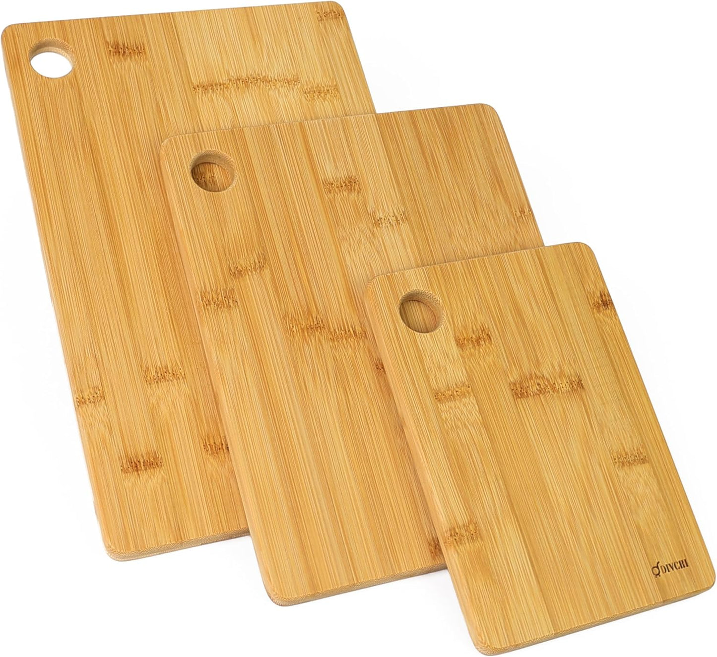 DIVCHI Premium Wooden Chopping Boards - 3 Piece Cutting Board Set - 33x22cm | 28x22cm | 22x15cm - Ideal for Carving Meat, Cutting Vegetables, Cheeses and Bread