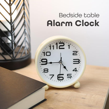 Non-Ticking Table Clock With Large Display Battery Powered For Heavy Sleepers