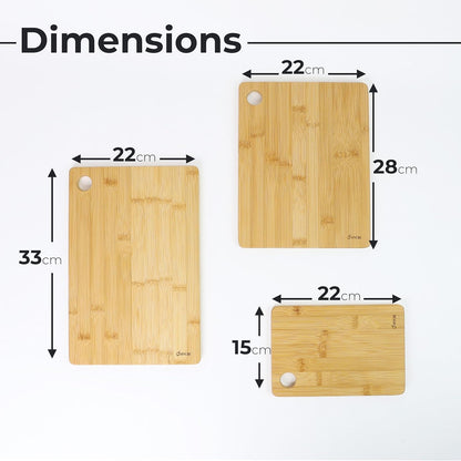 DIVCHI Premium Wooden Chopping Boards - 3 Piece Cutting Board Set - 33x22cm | 28x22cm | 22x15cm - Ideal for Carving Meat, Cutting Vegetables, Cheeses and Bread