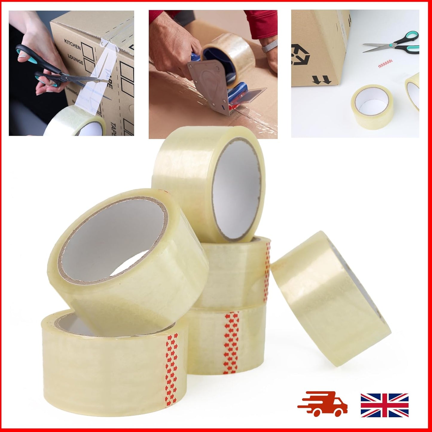 6X Rolls Sellotape Packing Sticky Sellotape Adhesive Gift Wrapping Easy to use