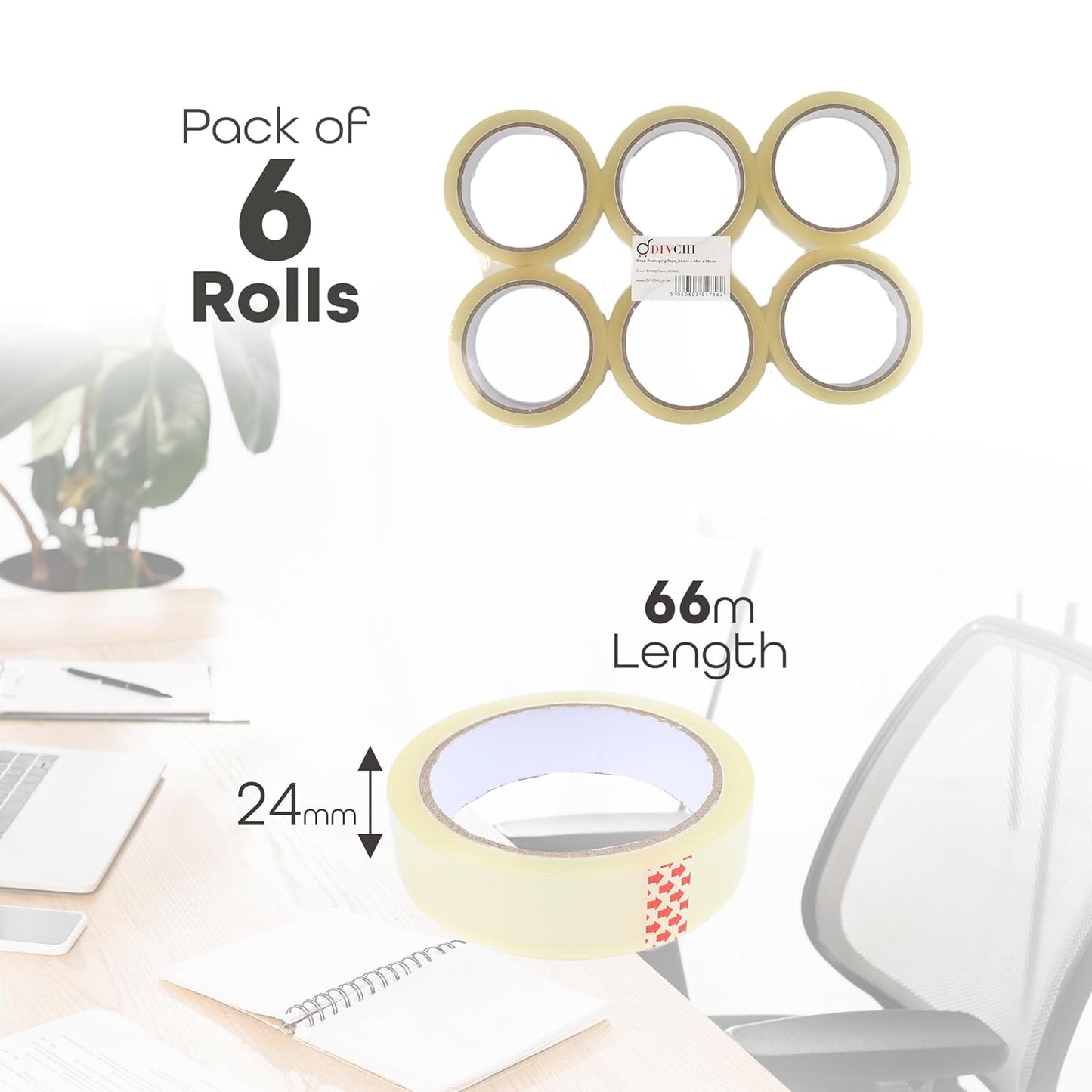 6X Rolls Sellotape Packing Sticky Sellotape Adhesive Gift Wrapping Easy to use