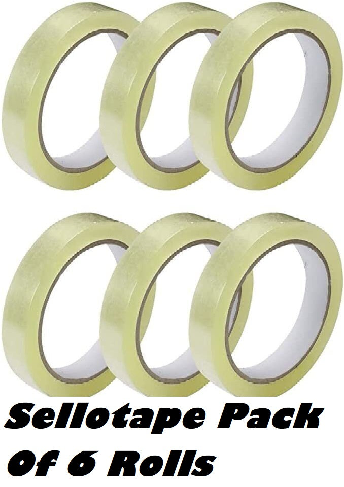 6X Rolls Sellotape Packing Sticky Sellotape Adhesive Gift Wrapping Easy to use