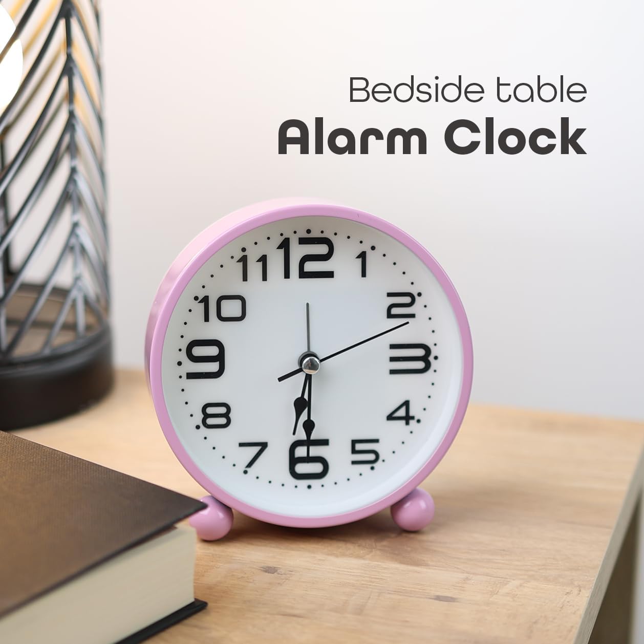 Non-Ticking Table Clock With Large Display Battery Powered For Heavy Sleepers