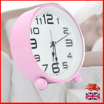 Non-Ticking Table Clock With Large Display Battery Powered For Heavy Sleepers