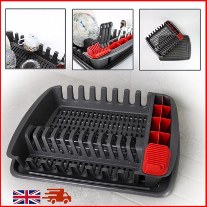 Plastic Dish Drying Rack Sink Drainer Cutlery Cup Utensil Holder For Kitchen