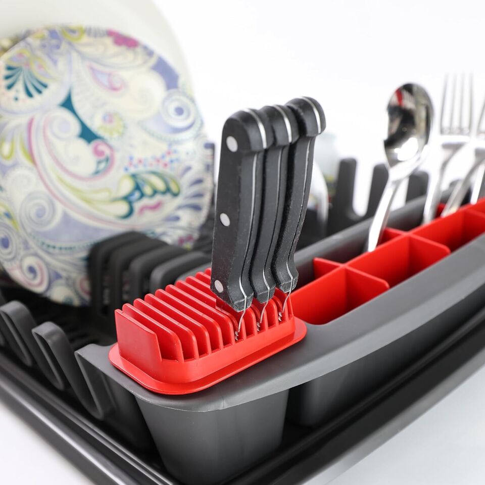 Plastic Dish Drying Rack Sink Drainer Cutlery Cup Utensil Holder For Kitchen