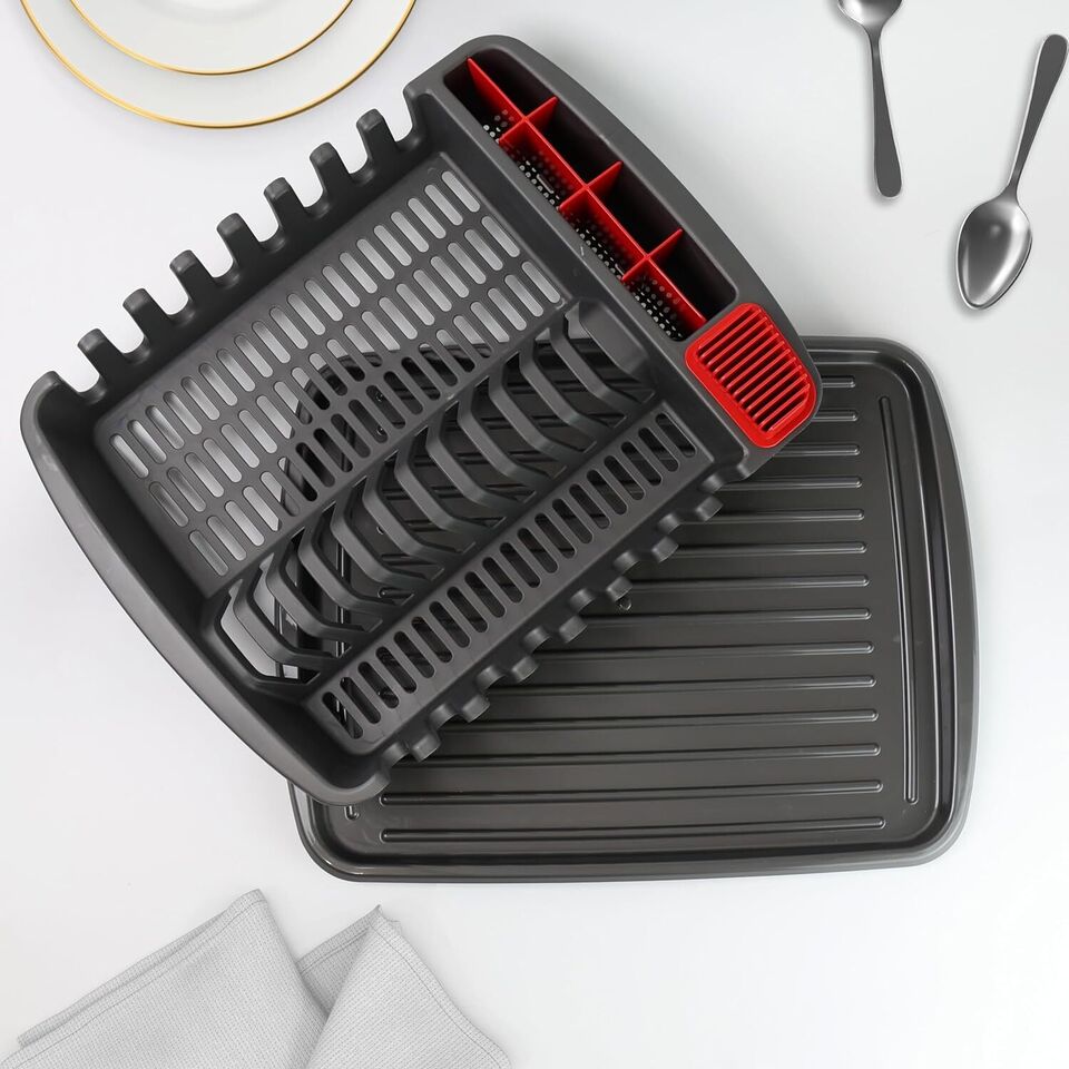 Plastic Dish Drying Rack Sink Drainer Cutlery Cup Utensil Holder For Kitchen