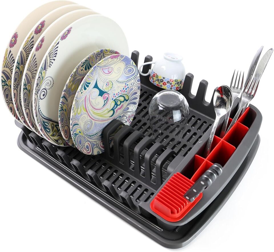 Plastic Dish Drying Rack Sink Drainer Cutlery Cup Utensil Holder For Kitchen