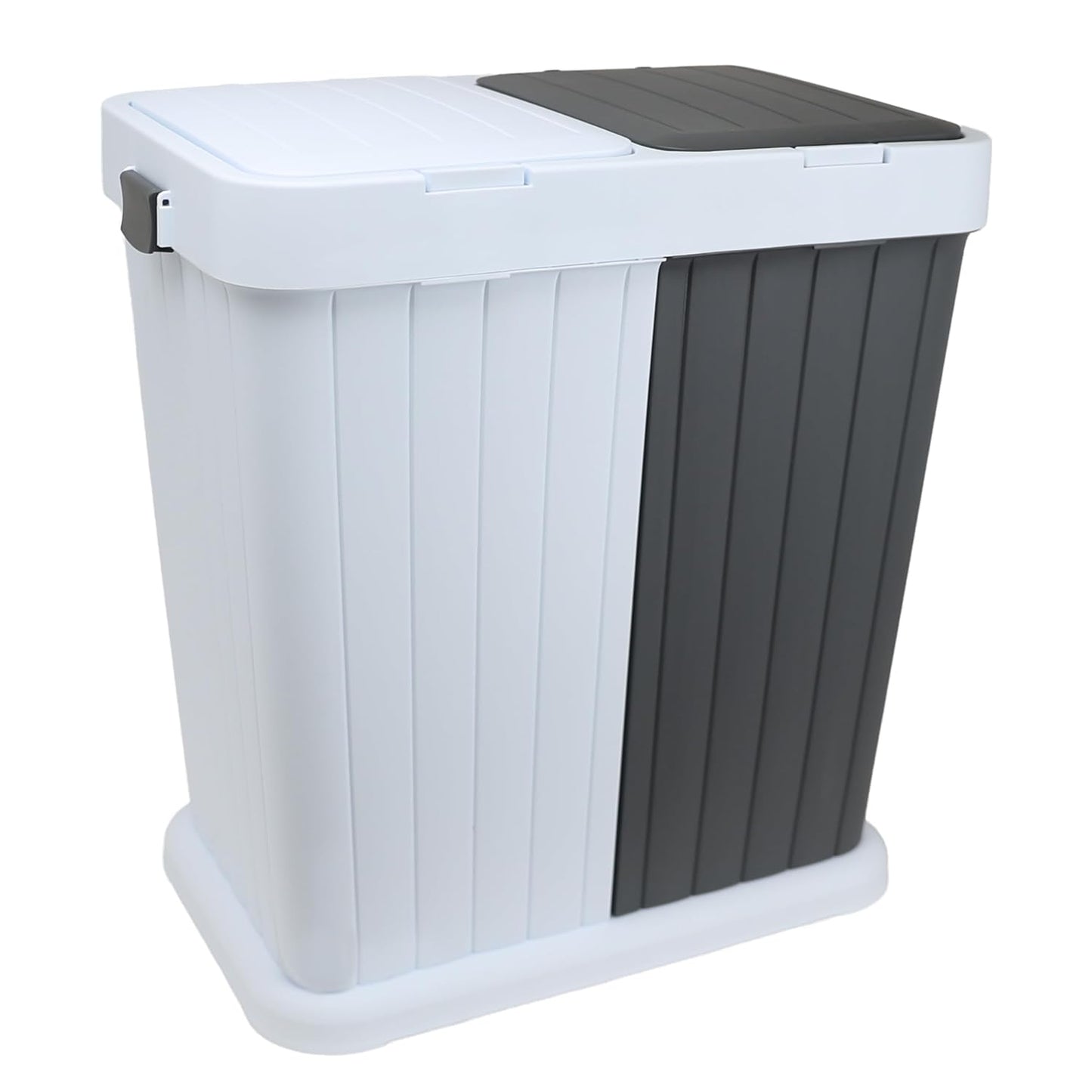 Dual Bin With Push Open Closure Double Compartment Waste & Recycling Bin Space-Saving Rubbish Bin Trash Can