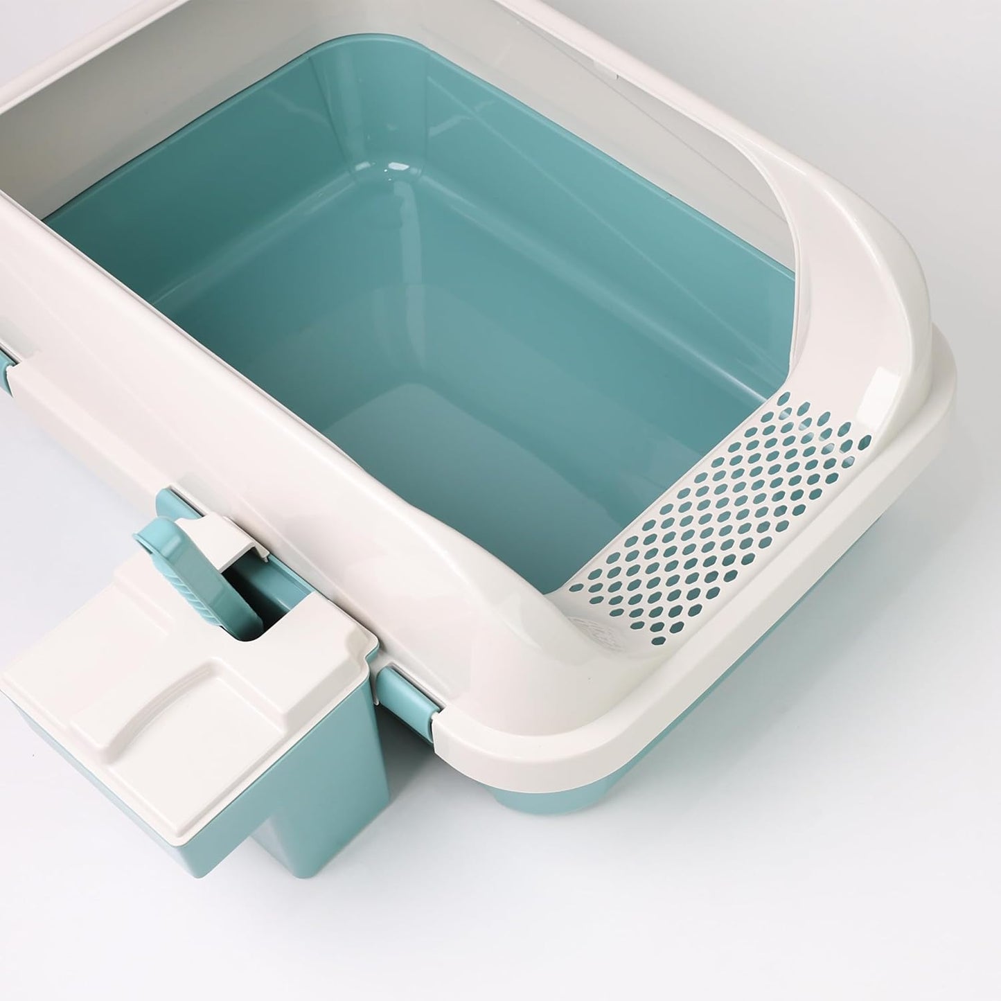 DIVCHI Cat Litter Tray Box, Litter Box, Plastic Cat Open Top Litter Tray with Scoop and Scoop Box Kitten Detachable Rim Easy Cleaning, 57.2 x 41.5 x 24.3cm