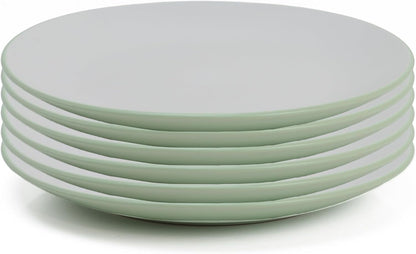 DIVCHI Dinner Plates Set of 6 Large Plate Sets Round Tableware Plates for Salad, Dessert, Pasta - Dishwasher, Microwave, Oven Safe, 26.5cm, Green