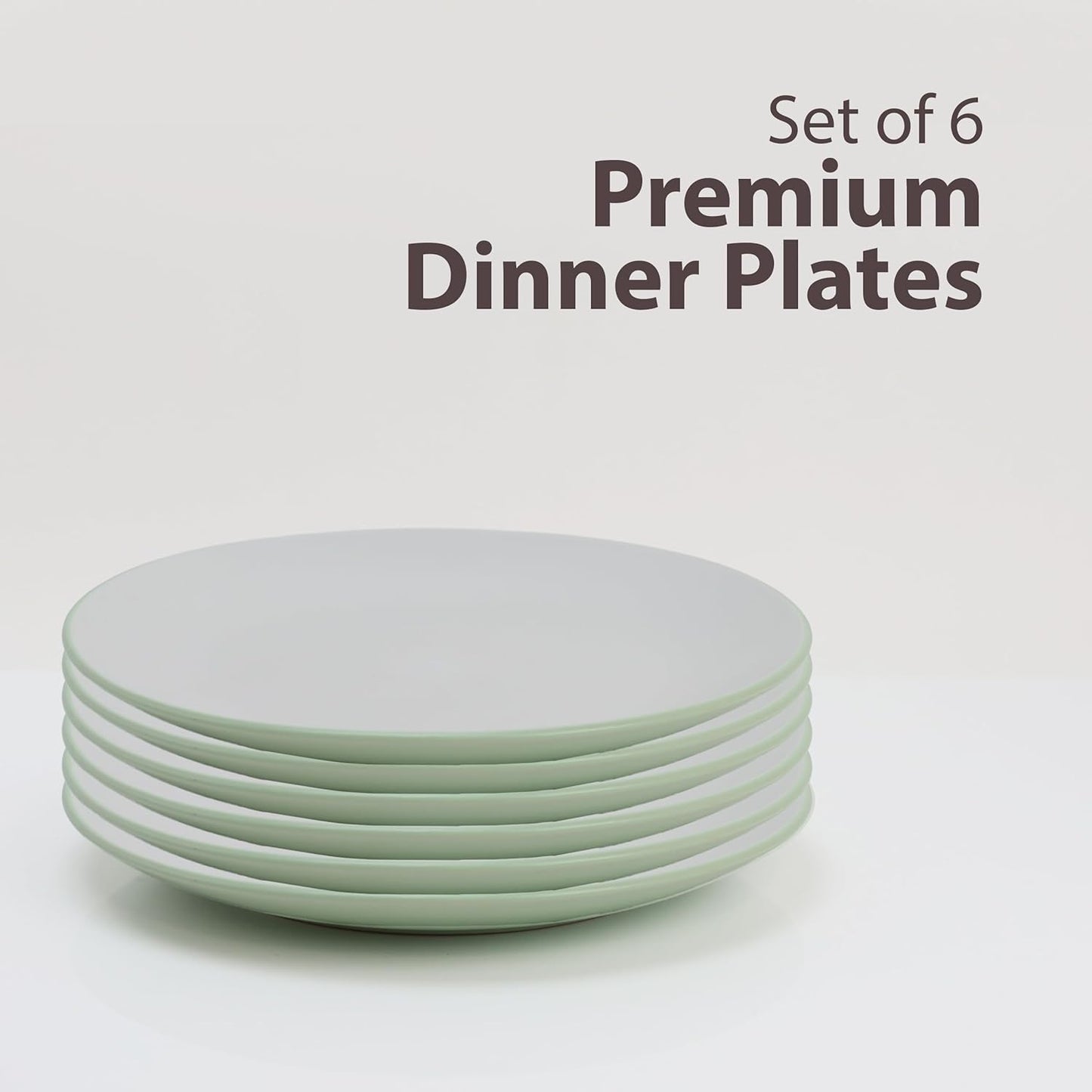 DIVCHI Dinner Plates Set of 6 Large Plate Sets Round Tableware Plates for Salad, Dessert, Pasta - Dishwasher, Microwave, Oven Safe, 26.5cm, Green