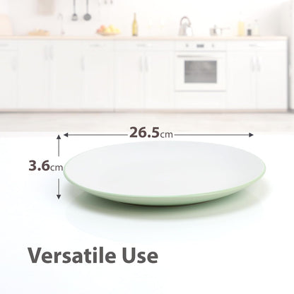 DIVCHI Dinner Plates Set of 6 Large Plate Sets Round Tableware Plates for Salad, Dessert, Pasta - Dishwasher, Microwave, Oven Safe, 26.5cm, Green