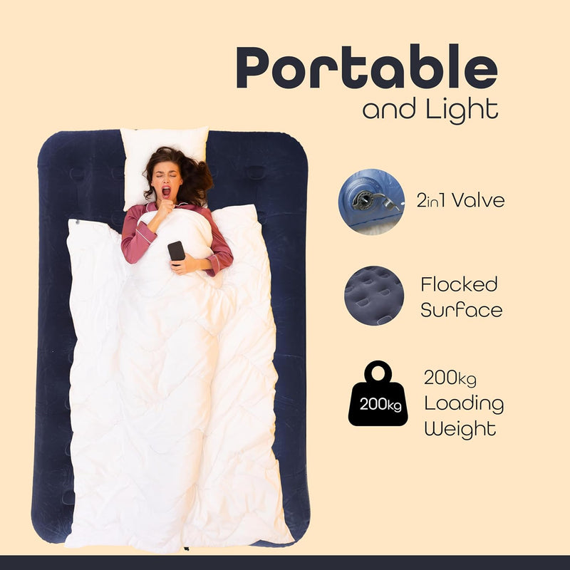 Air Bed Available in Double & Single size Manual Air Pump With 3 Nozzle