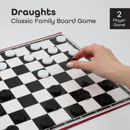 Draughts Board Game | 14" Foldable Draughts Set | Checkers & Draughts Game | Traditional Games | For Children And Adults