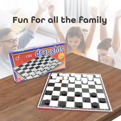 Draughts Board Game | 14" Foldable Draughts Set | Checkers & Draughts Game | Traditional Games | For Children And Adults