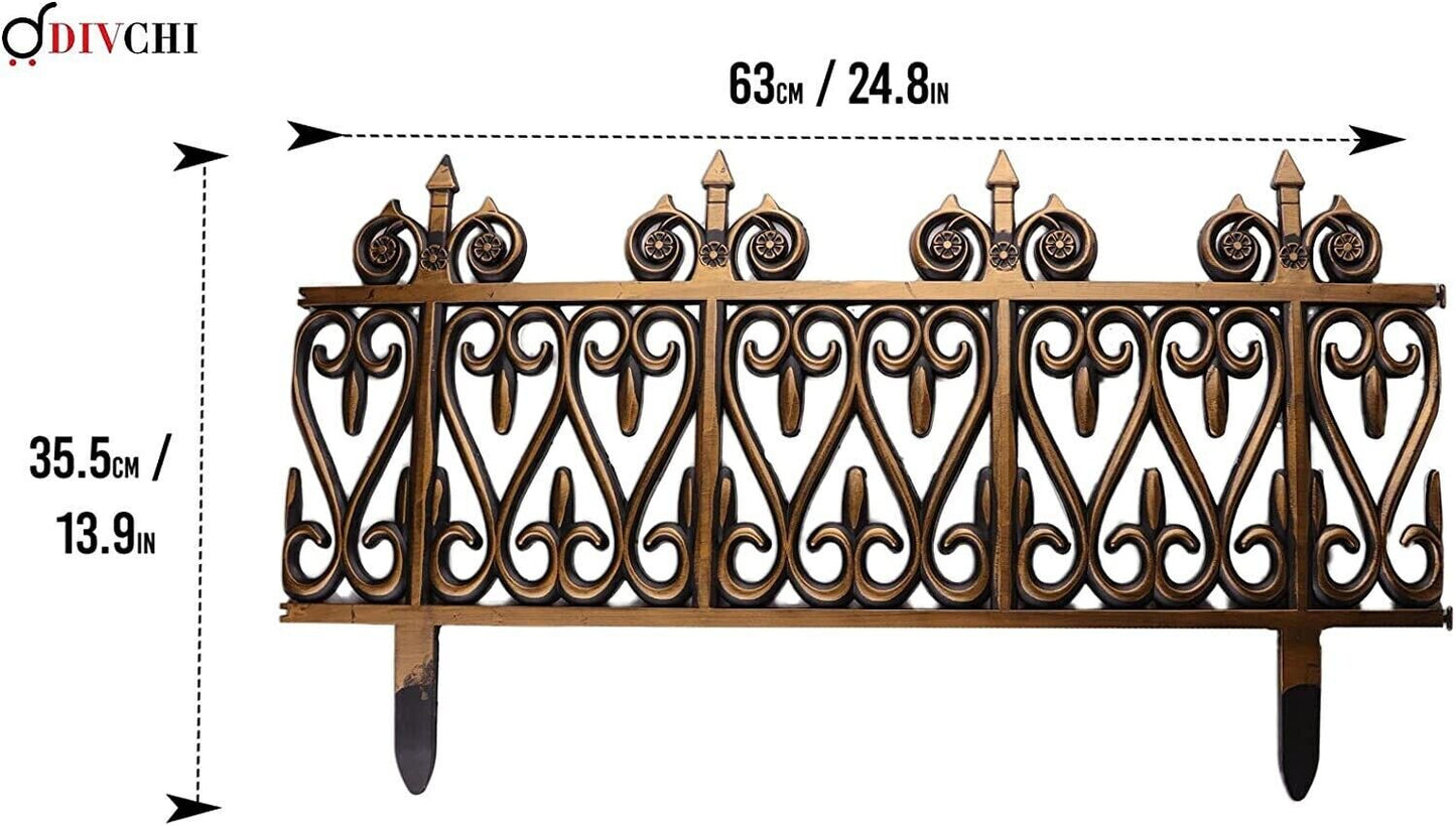 DIVCHI 4Pac Plastic Interlocking Balmoral Lawn Edging Bronze Garden Border Fence