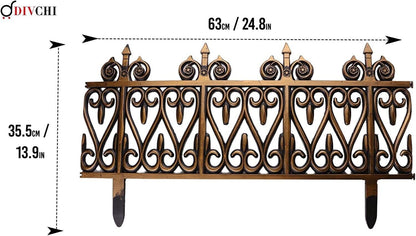 DIVCHI 4Pac Plastic Interlocking Balmoral Lawn Edging Bronze Garden Border Fence