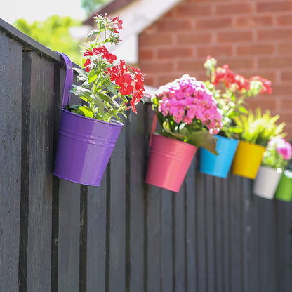 10 Pack Hanging Metal Flower Pot with Removable Handle, Garden Plants