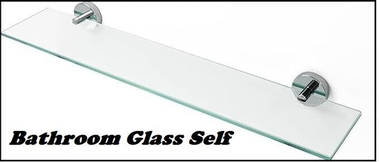 Clear Bathroom Glass Shelf Wall Mounted 5mm Tempered Transparent Chrome Plated