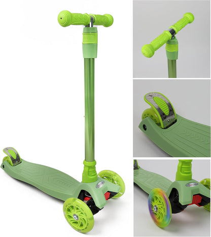 Scooter For Kids 3 Wheel Scooter For Girls & Boys, Kick Scooter With 4 Adjustable Height, Lean To Steer, Light Up Wheels Push Scooter For Children