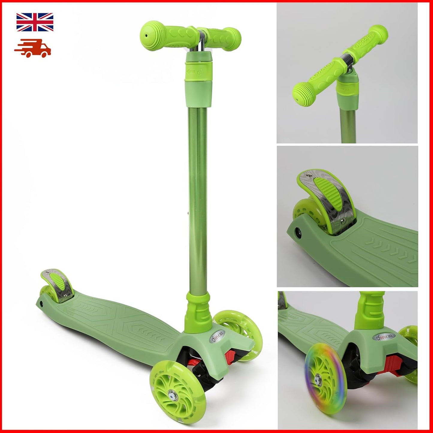 Scooter For Kids 3 Wheel Scooter For Girls & Boys, Kick Scooter With 4 Adjustable Height, Lean To Steer, Light Up Wheels Push Scooter For Children