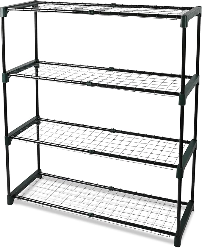 4 Tier Garden Storage Shelve Greenhouse Shelf Easy to Assemble Shed Rack