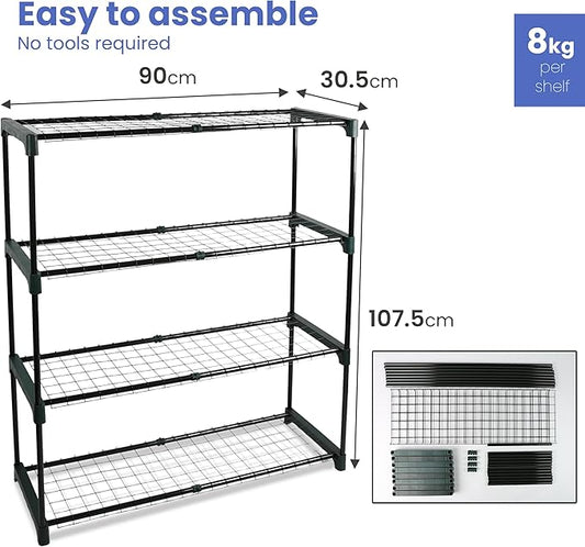 4 Tier Garden Storage Shelve Greenhouse Shelf Easy to Assemble Shed Rack