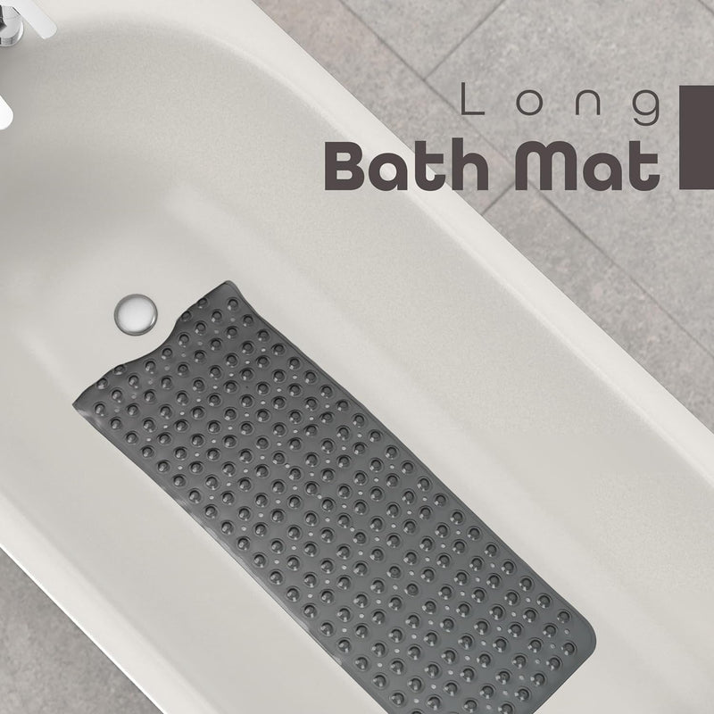 100 x 40 cm Shower Bath Mat Non Slip Anti Mould & Mildew With Strong Suction Cups Grip And Drain Holes