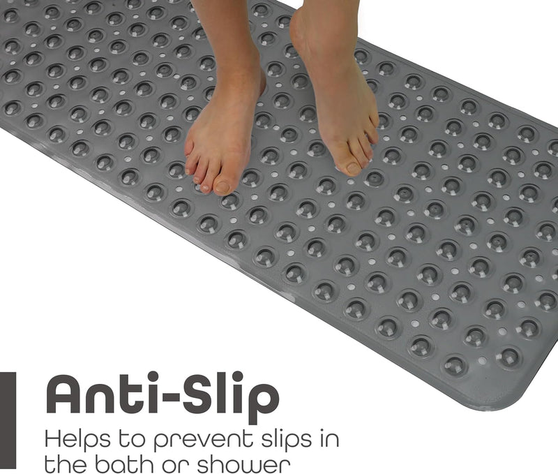 100 x 40 cm Shower Bath Mat Non Slip Anti Mould & Mildew With Strong Suction Cups Grip And Drain Holes