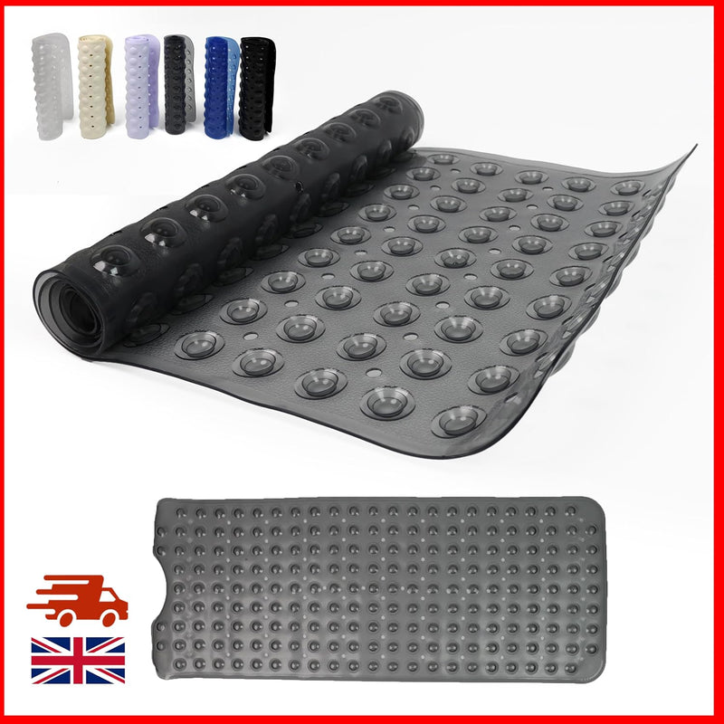 100 x 40 cm Shower Bath Mat Non Slip Anti Mould & Mildew With Strong Suction Cups Grip And Drain Holes