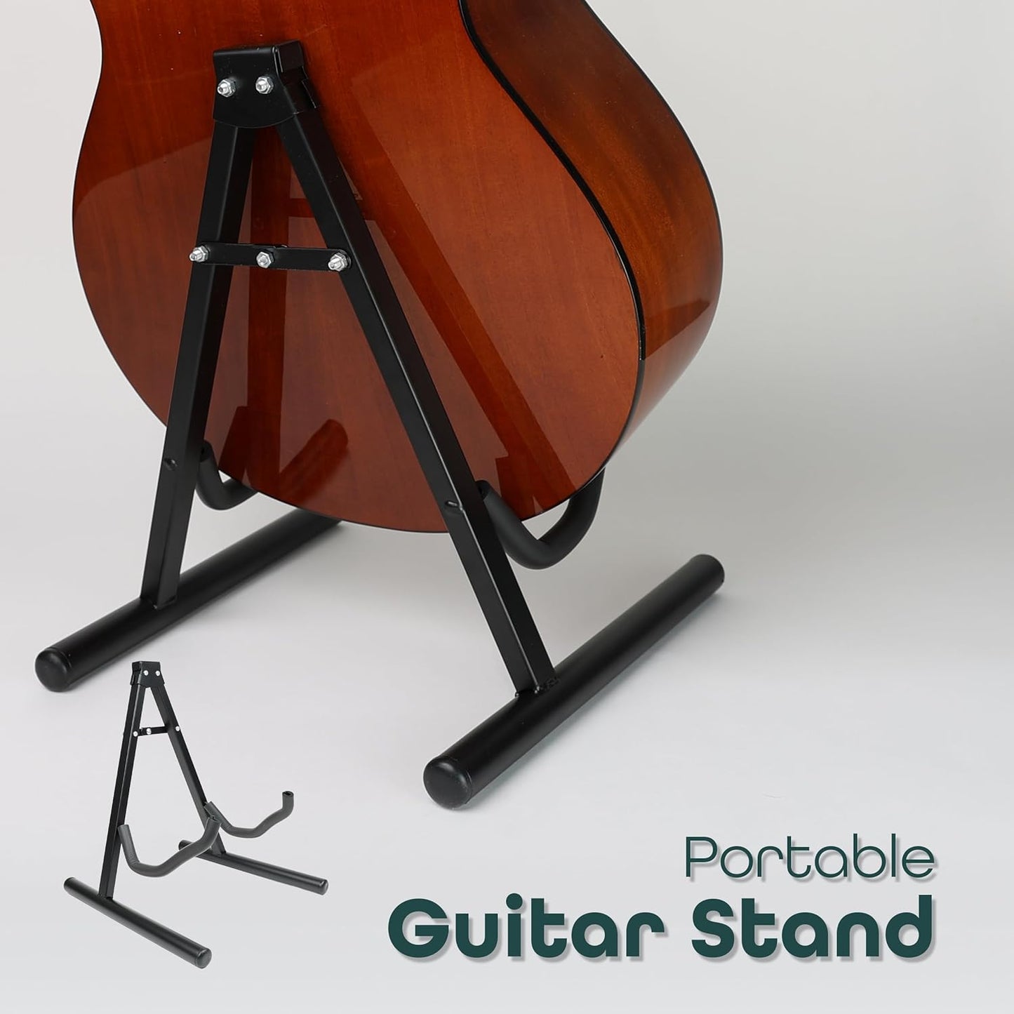 DIVCHI Guitar Stand A Frame, Foldable Bass Guitar Stand, Portable Electric Guitar Stand, Universal Guitar Stand Floor, Fits All Guitars Acoustic Electric Bass Stand A (Black)