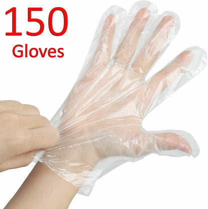 150 pack Multipurpose Transparent Plastic Disposable Safety lightweight Gloves