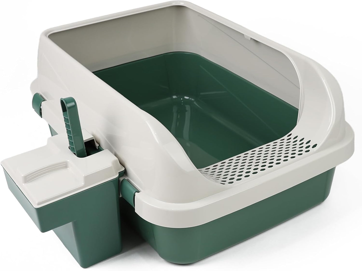 DIVCHI Cat Litter Tray Box, Litter Box, Plastic Cat Open Top Litter Tray with Scoop and Scoop Box Kitten Detachable Rim Easy Cleaning, 57.2 x 41.5 x 24.3cm