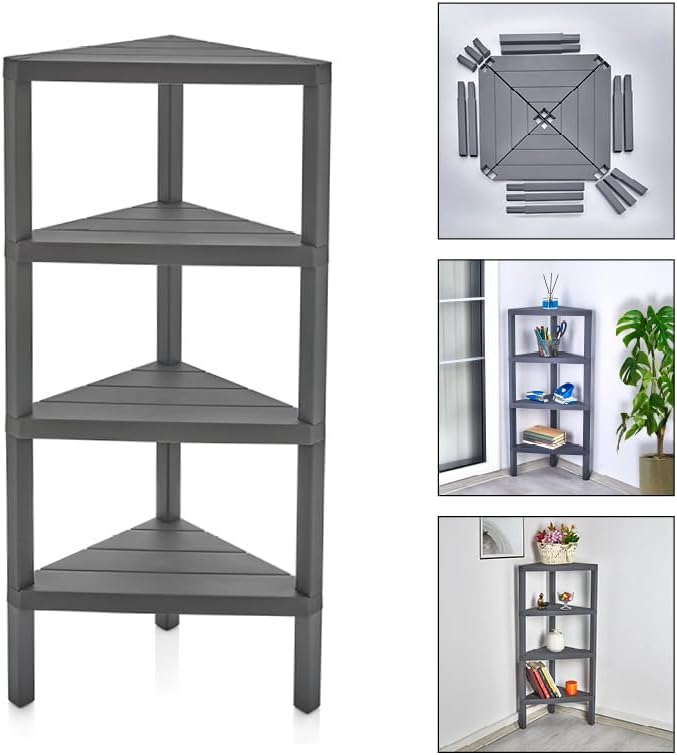 Corner Shelf Triangle Space-Saving Freestanding Shelving Unit Living Room Organiser Bookshelf