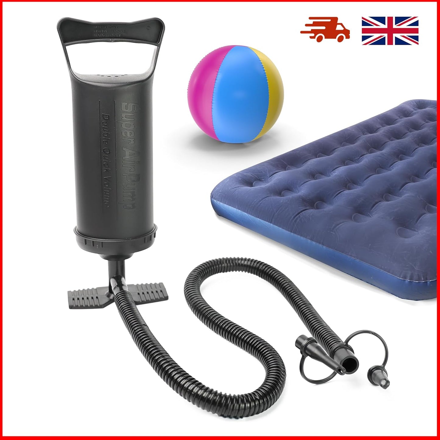 Air Bed Available in Double & Single size Manual Air Pump With 3 Nozzle