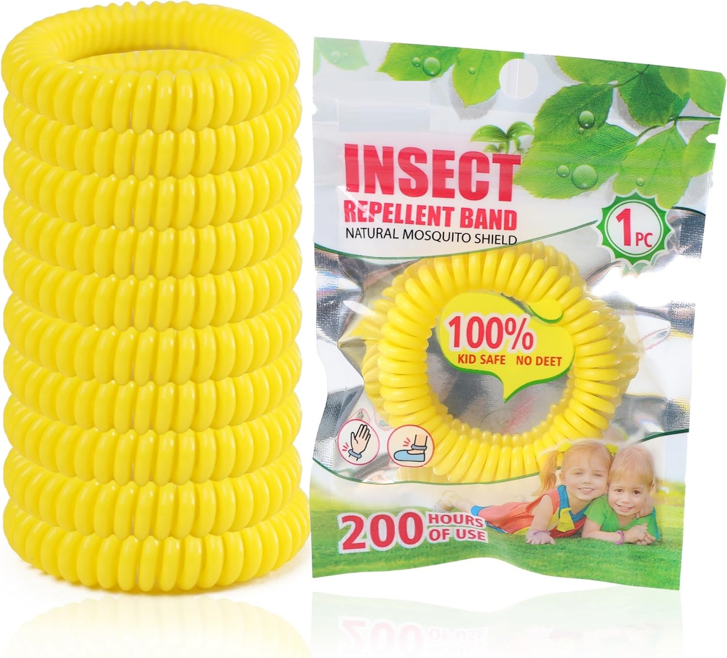 Mosquito Repellent Bracelet Bands Natural Waterproof Deet Free Anti Insect Bug Wristbands for Adults & Kids (Pack of 10)