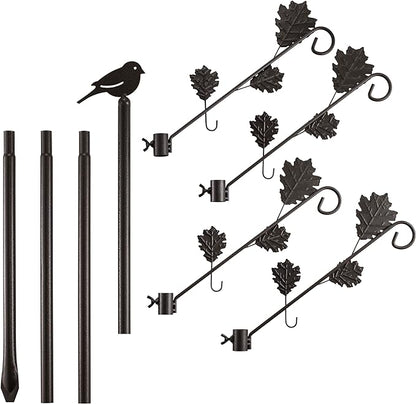 Bird Feeding Station With Leaves Branches Adjustable Pole  outdoor Garden Decor