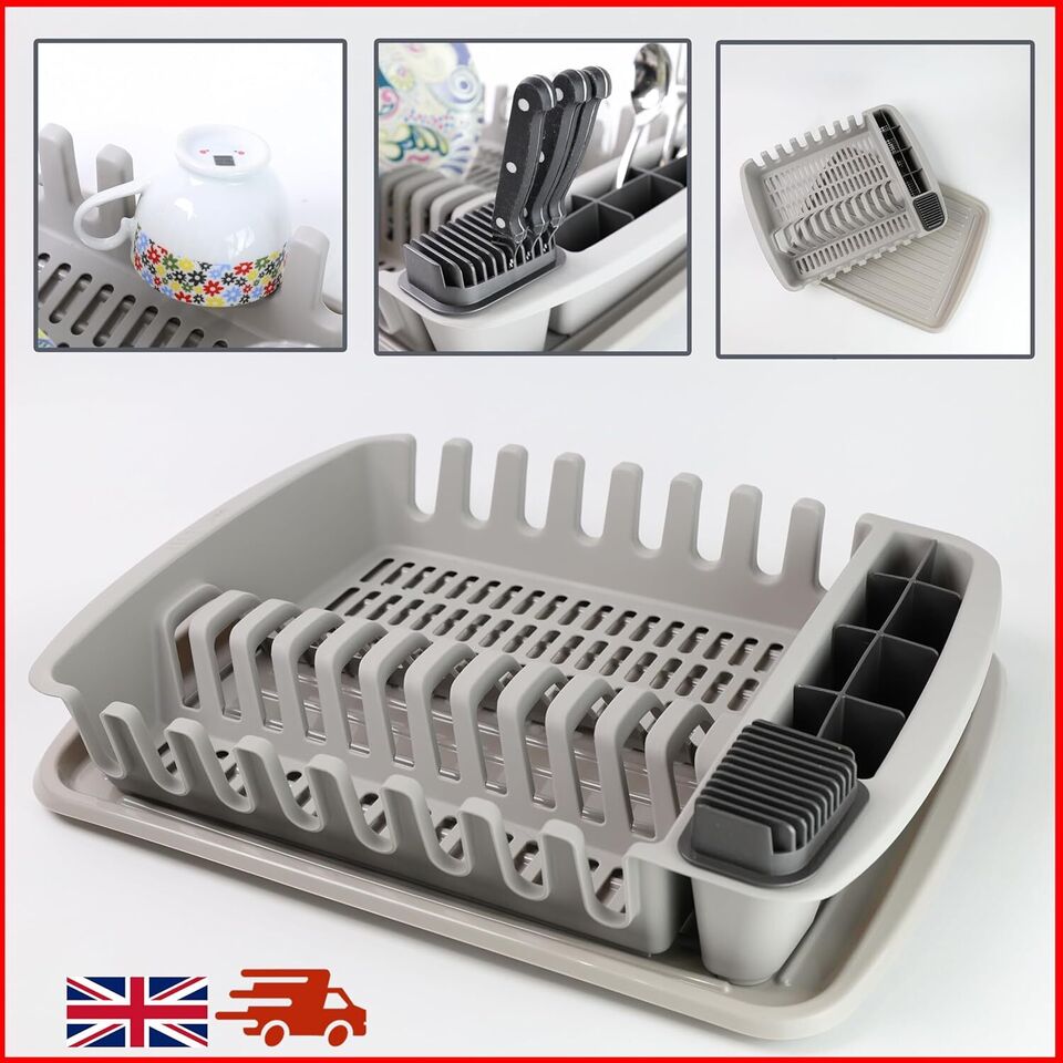 Plastic Dish Drying Rack Sink Drainer Cutlery Cup Utensil Holder For Kitchen