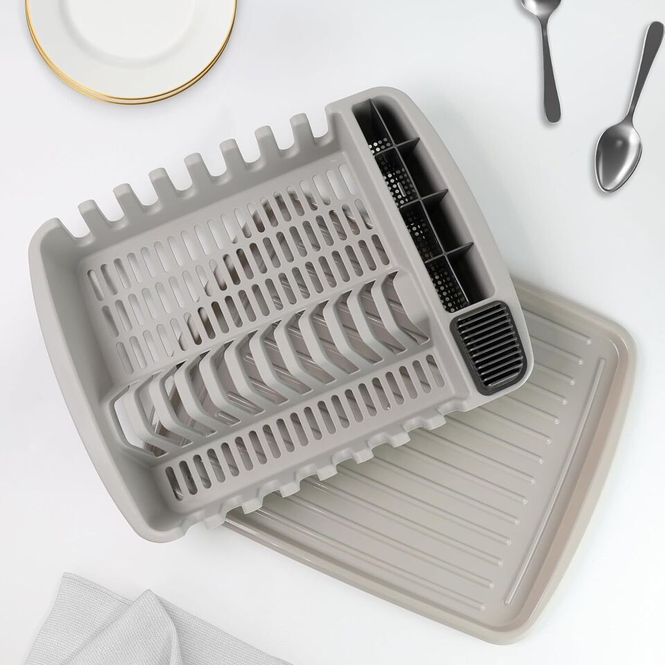 Plastic Dish Drying Rack Sink Drainer Cutlery Cup Utensil Holder For Kitchen