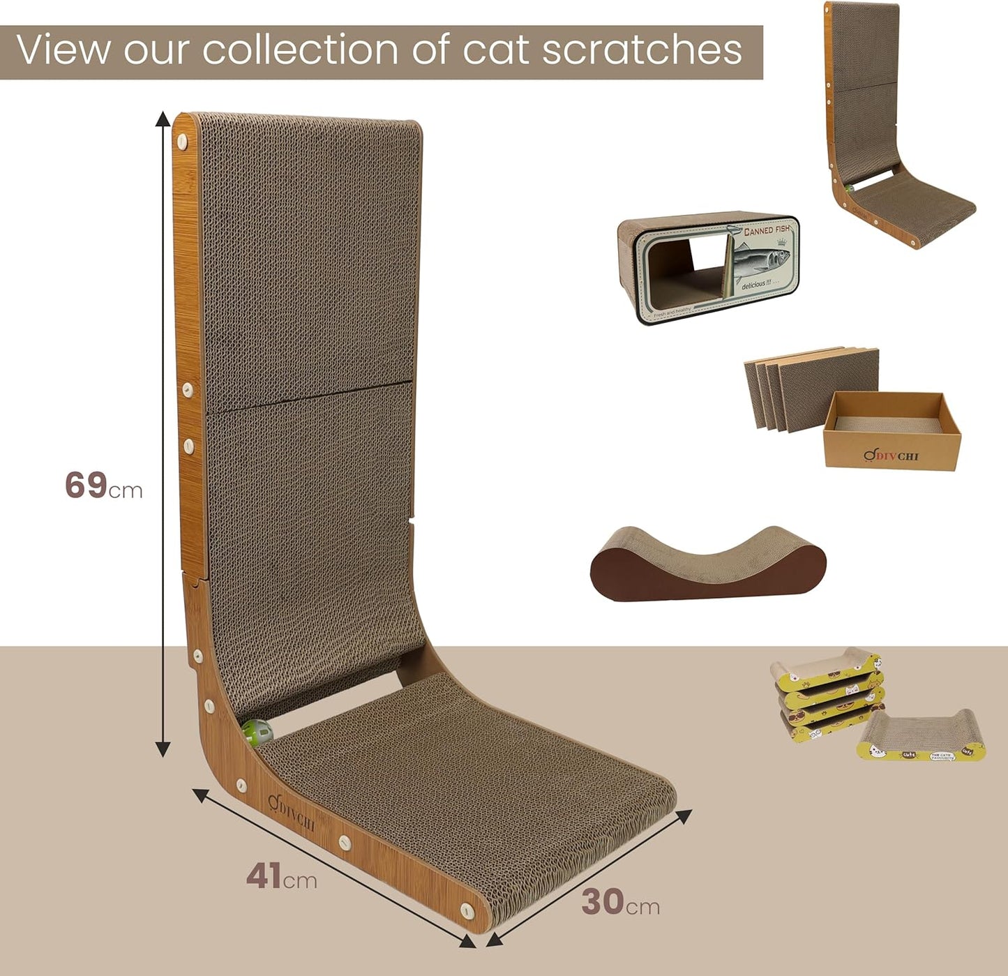 Cat Scratcher L Shape Cat Scratch Pad With Ball Toy