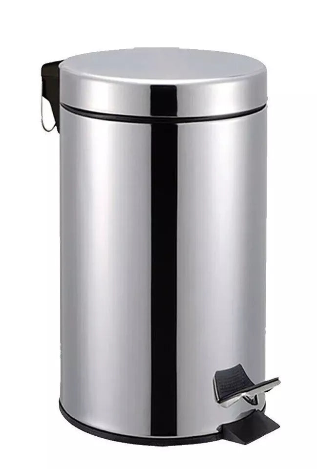 STAINLESS STEEL SILVER KITCHEN BATHROOM TOILET RUBBISH PEDAL BIN 5 LITRE